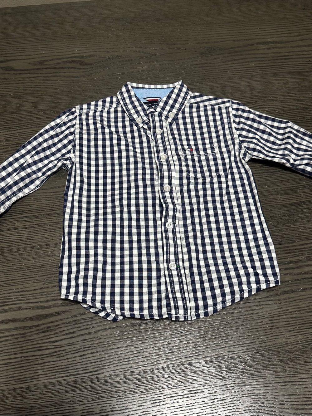 Tommy Hilfiger Boys Navy and White Gingham Button-Down Shirt